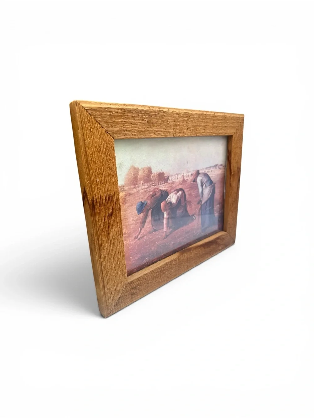 Vintage Framed Conoco The Gleaners Millet Fine Art Print Wood Frame Farm Scene